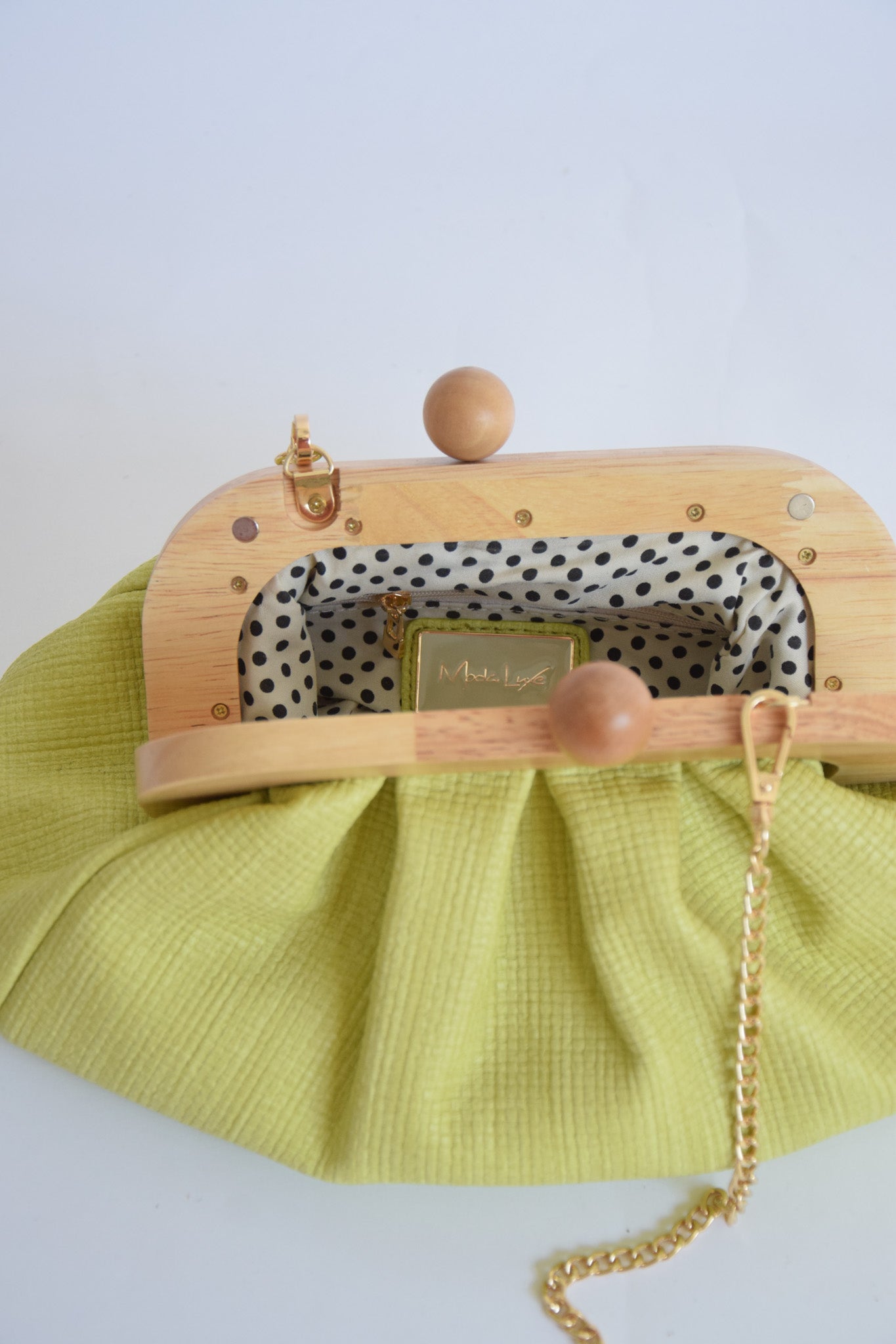 Tallulah Wood Handle Clutch Purse