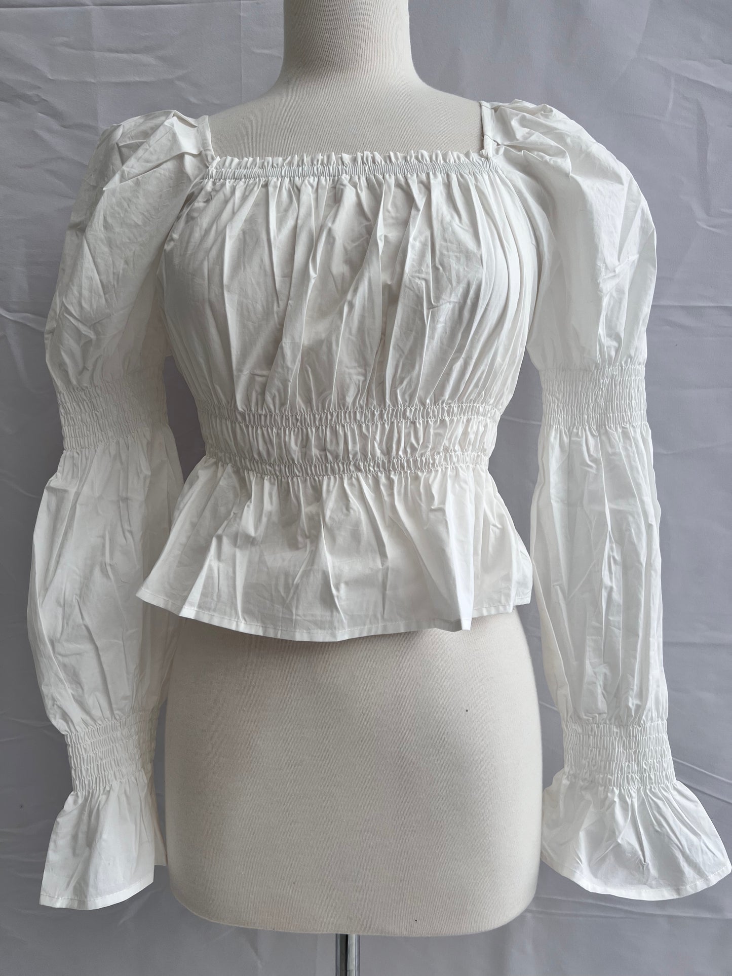Leah Shirred Long-Sleeve Top