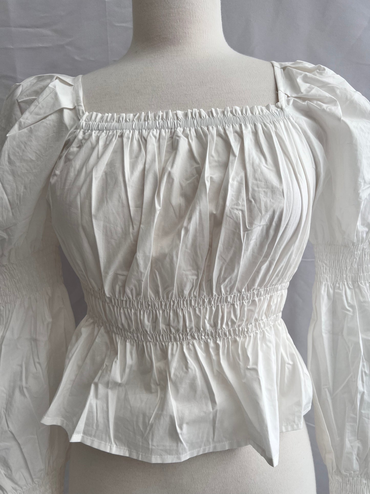 Leah Shirred Long-Sleeve Top