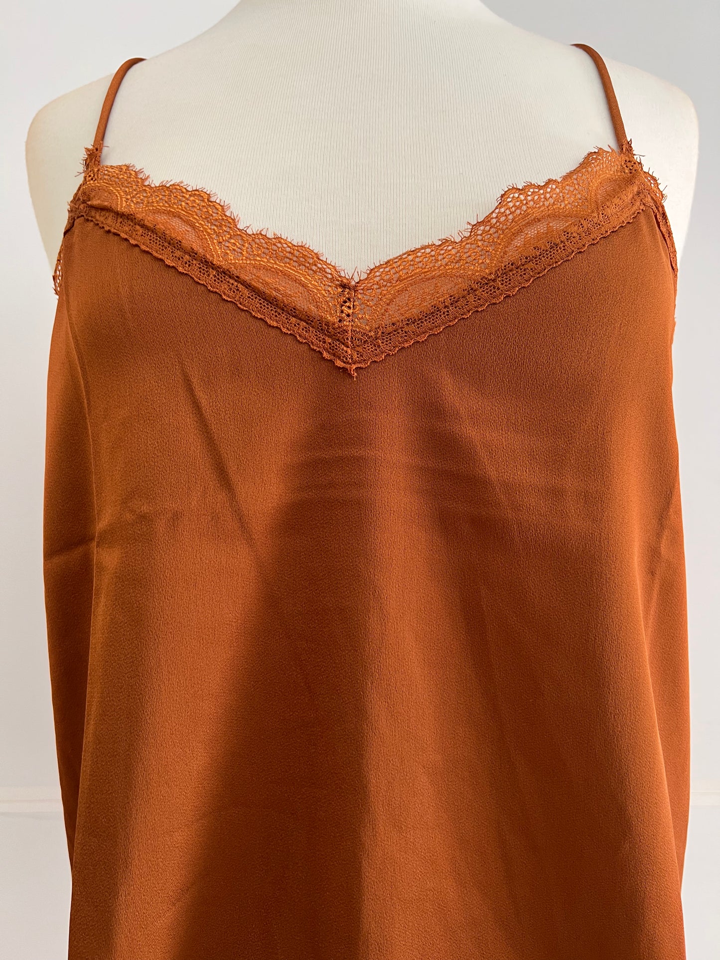 Callum Toffee Lace Trim Cami Top