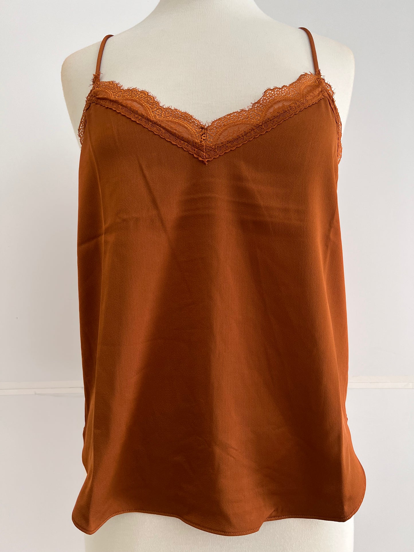 Callum Toffee Lace Trim Cami Top