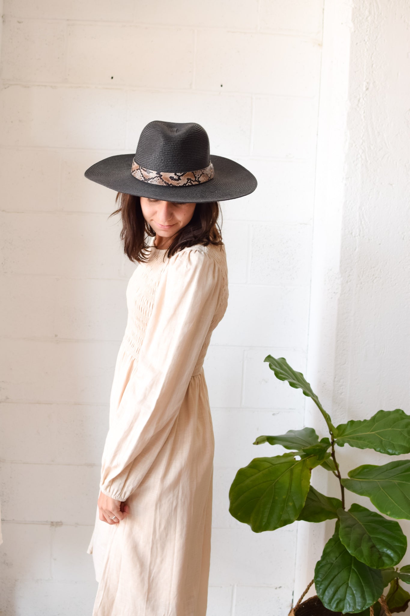 Linen Smocking Body Midi Dress