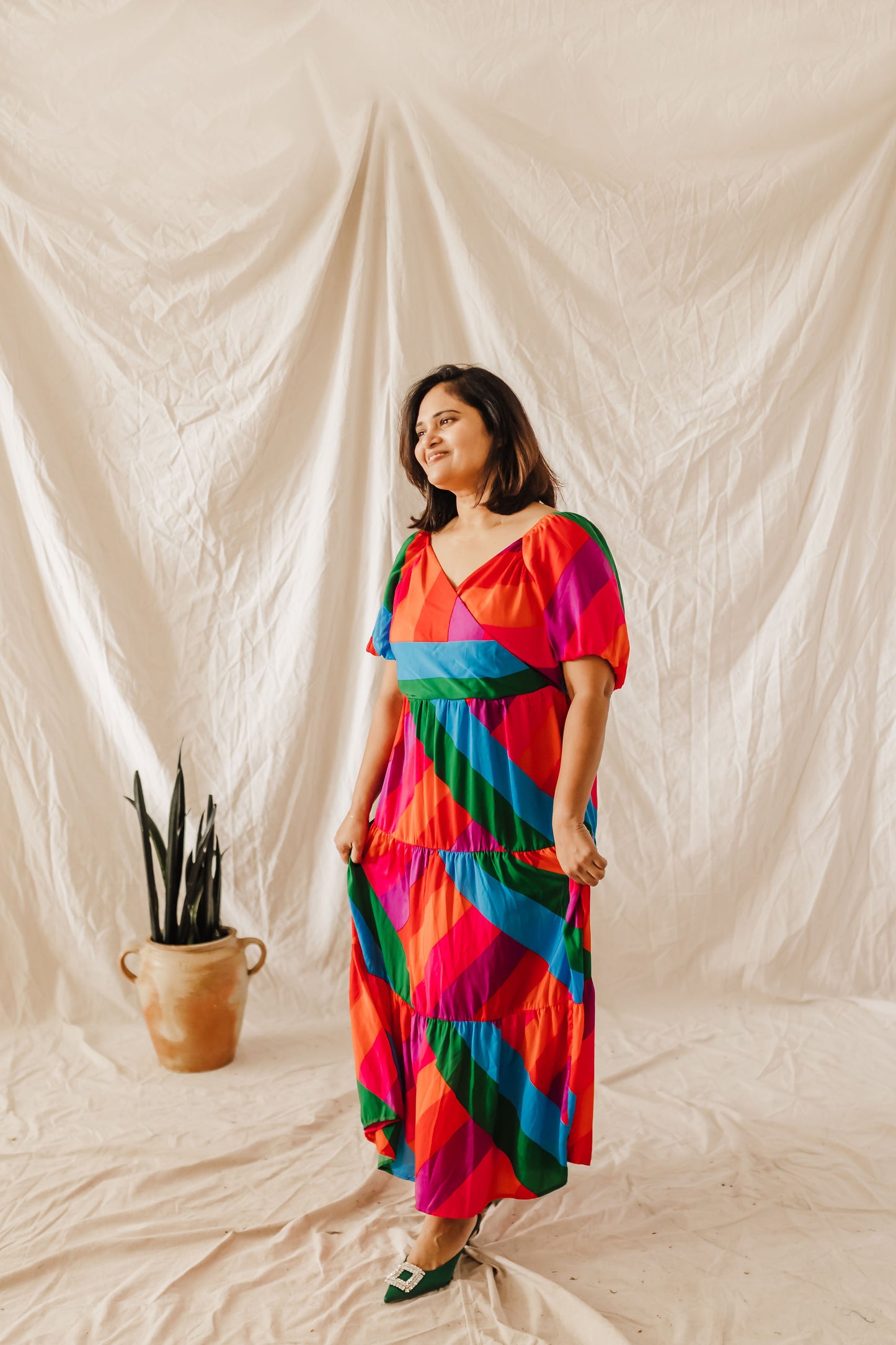 Andrea Rainbow Stripe Maxi Dress Extended