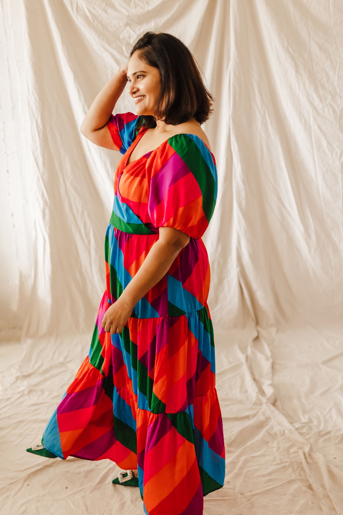 Andrea Rainbow Stripe Maxi Dress Extended