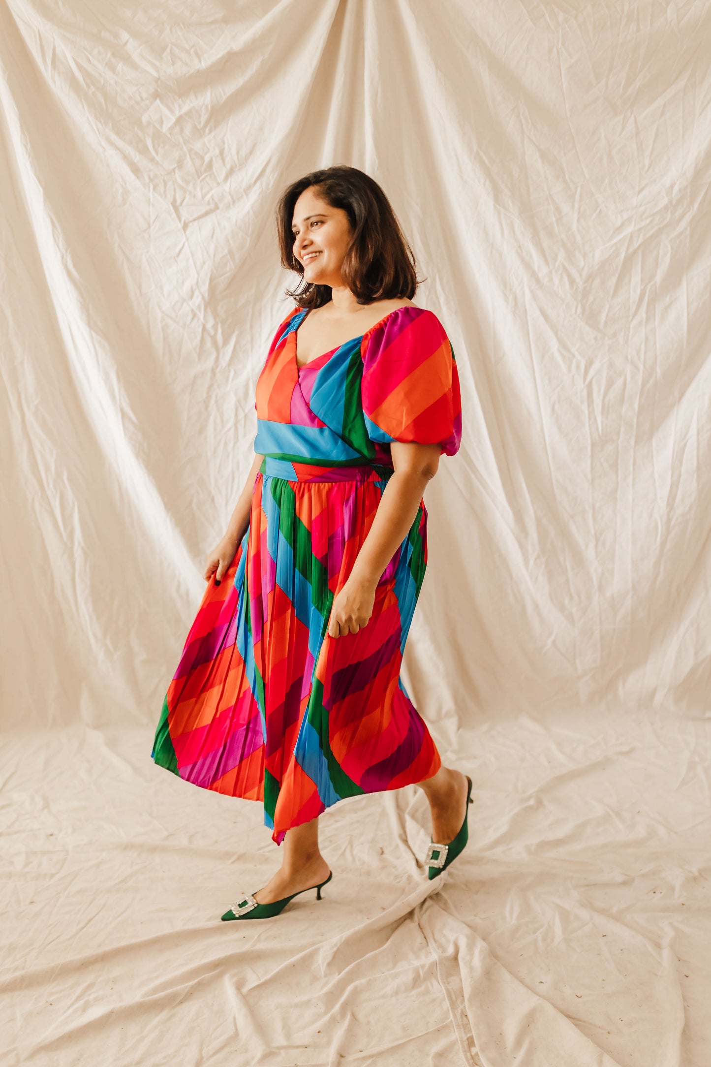 Andrea Rainbow Stripe Skirt Extended