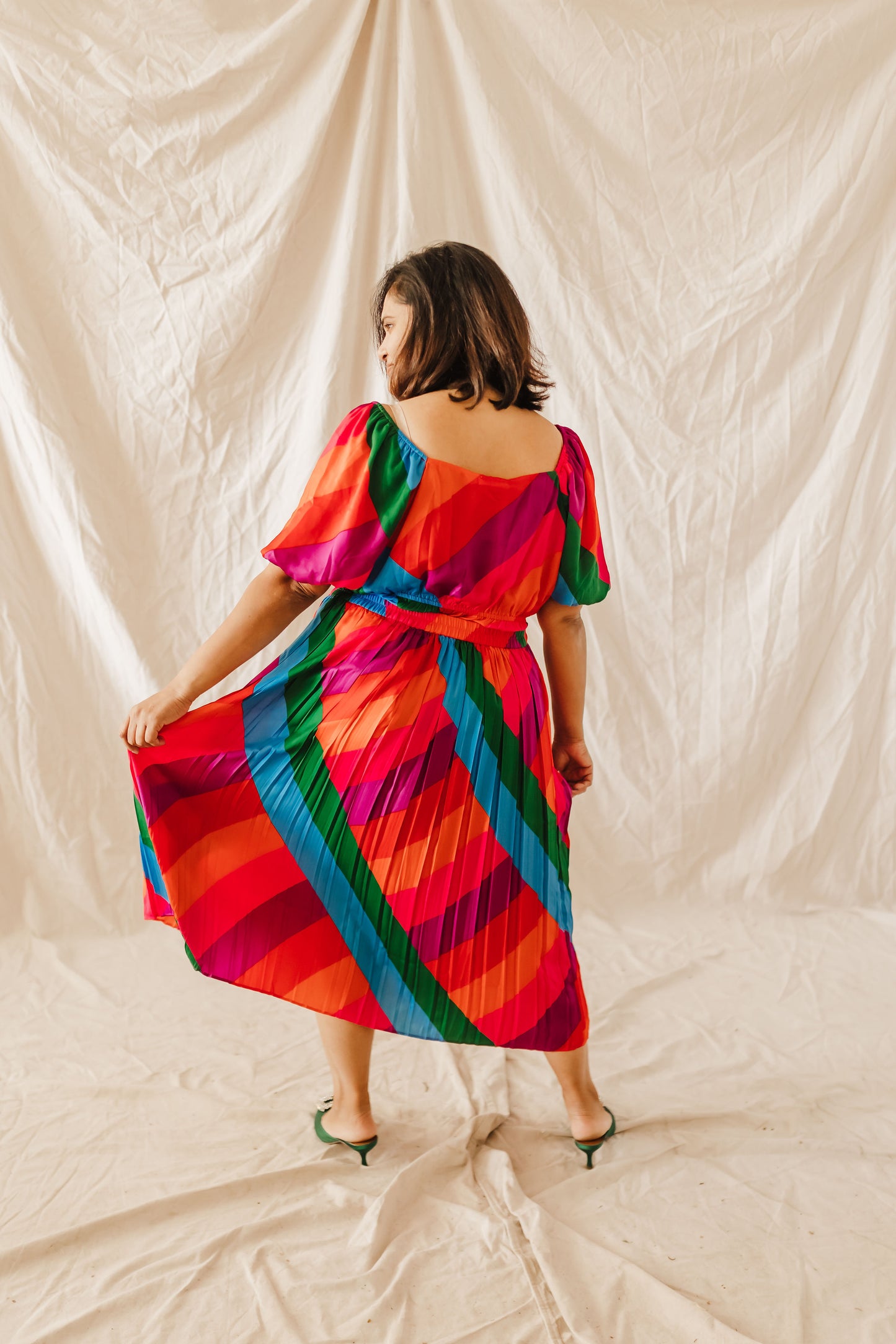 Andrea Rainbow Stripe Skirt Extended