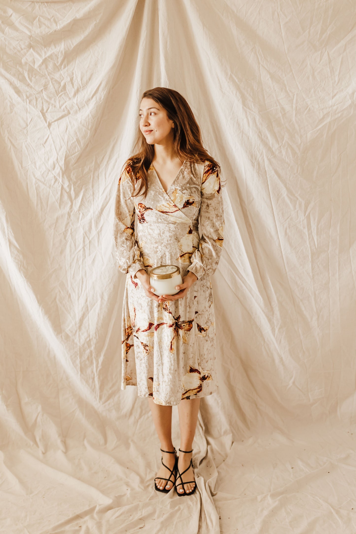 Minela Velvet Wrap Midi Dress