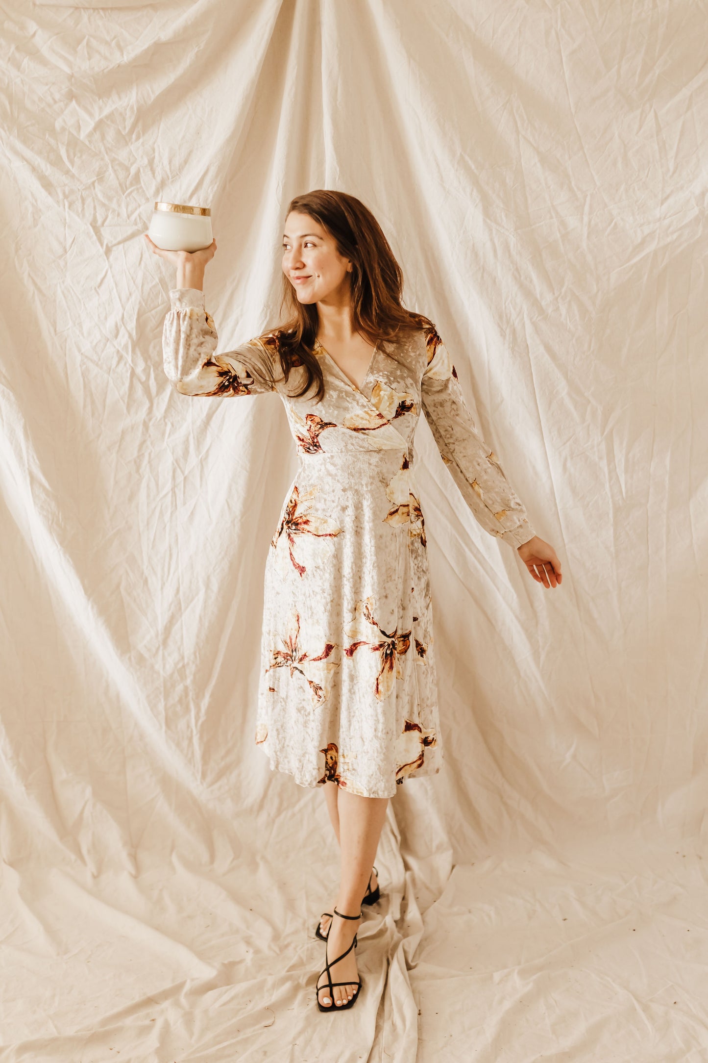 Minela Velvet Wrap Midi Dress