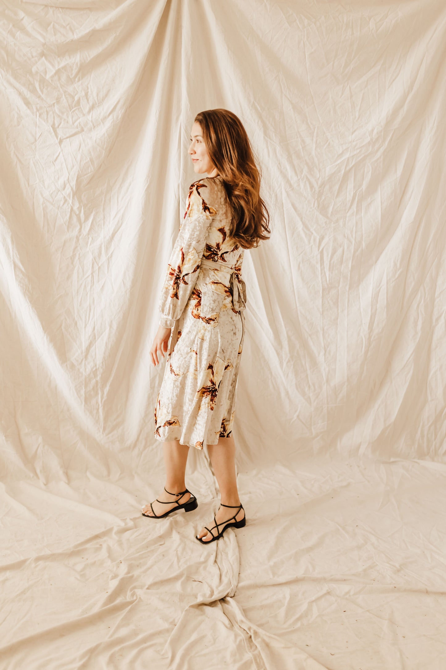 Minela Velvet Wrap Midi Dress