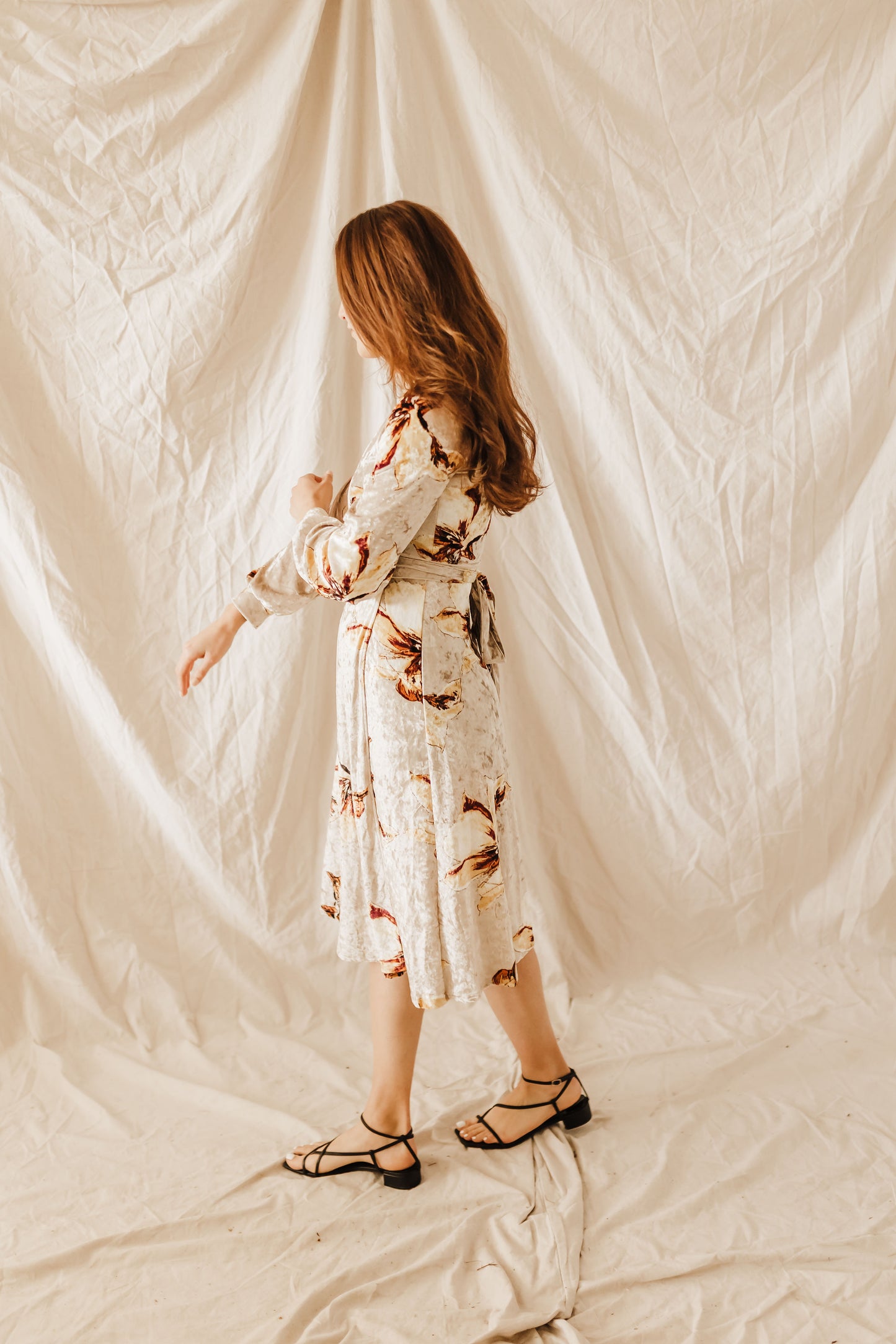 Minela Velvet Wrap Midi Dress