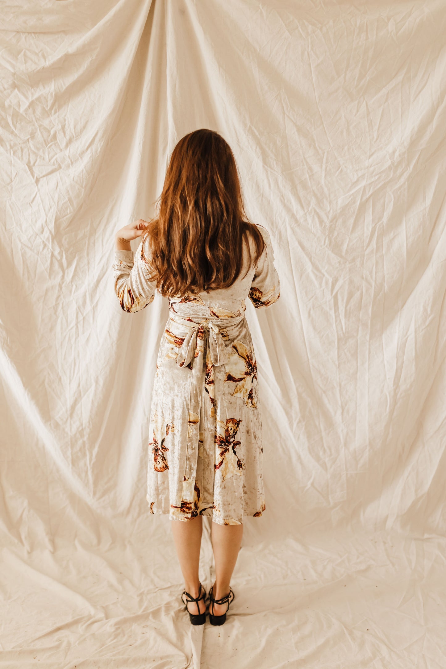 Minela Velvet Wrap Midi Dress