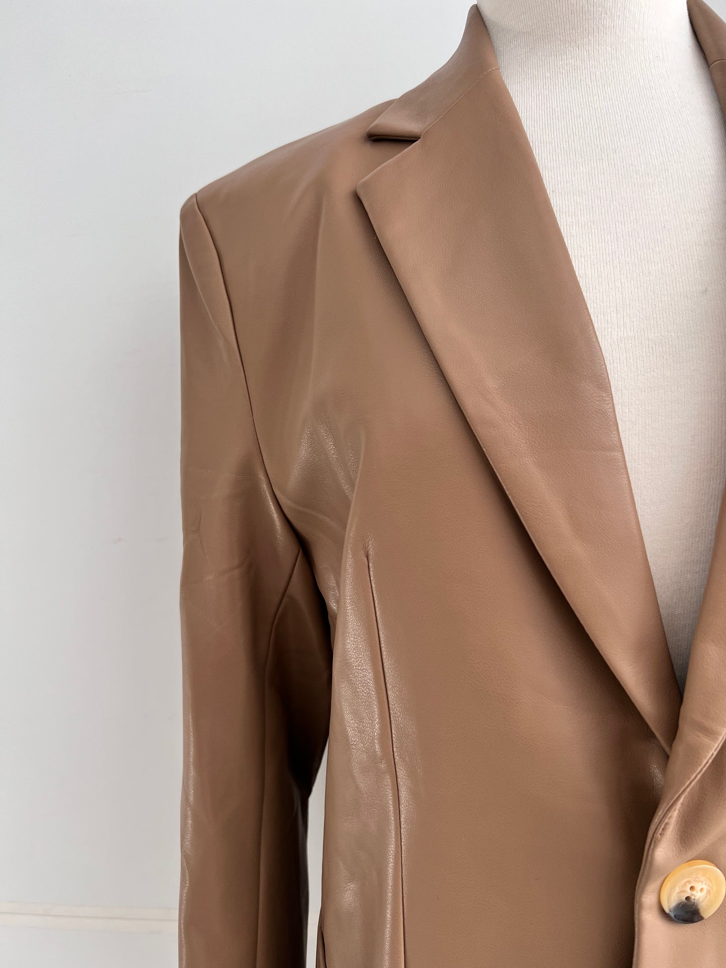 Empress Vegan Leather Blazer Jacket (Cream)