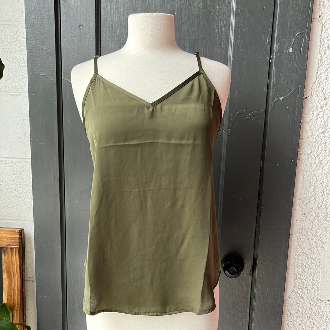 Arlene V-Neck Olive Cami Top