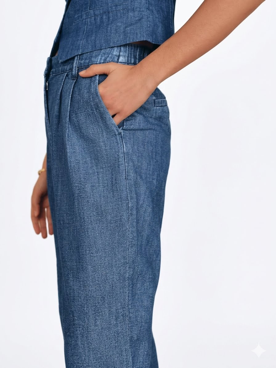 The Eva Wide Leg Denim Pants