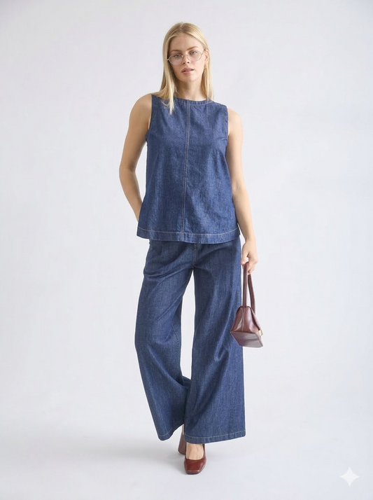 The Eva Wide Leg Denim Pants