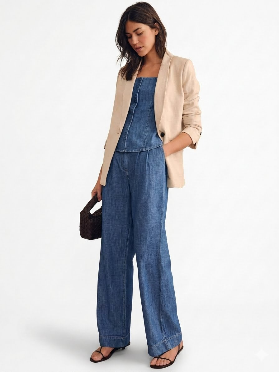 The Eva Wide Leg Denim Pants