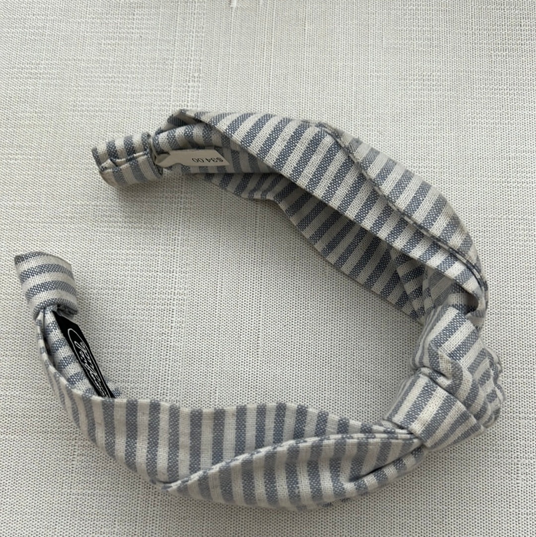 Linen Stripe Top Knot Headband