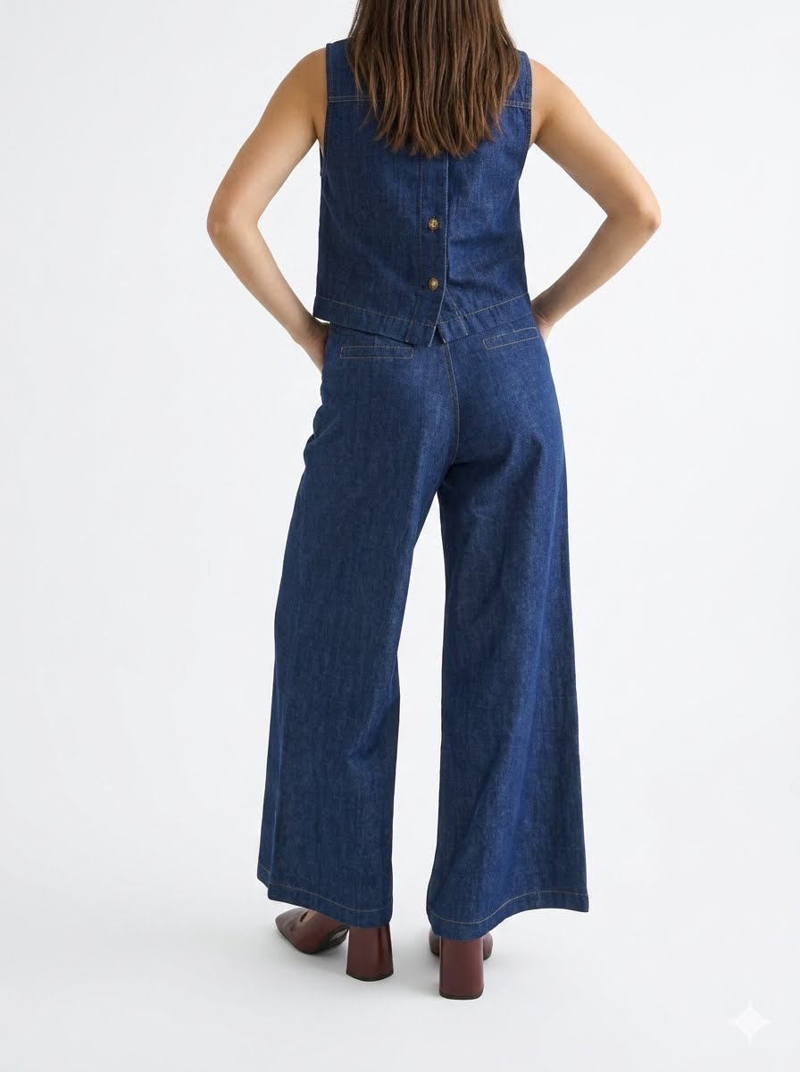 The Eva Wide Leg Denim Pants