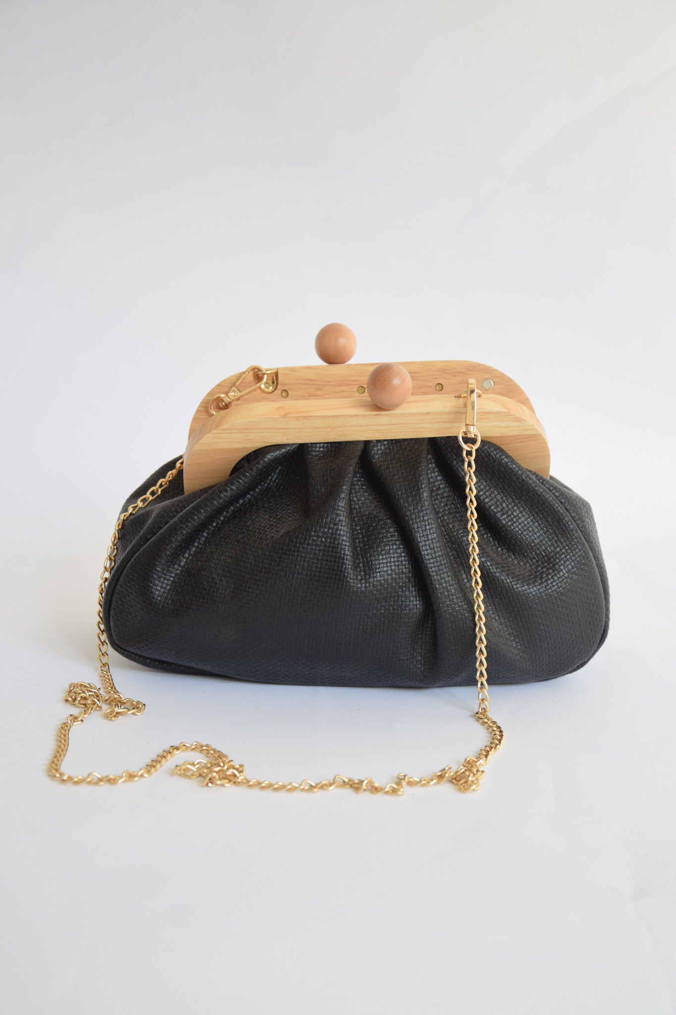 Tallulah Wood Handle Clutch Purse