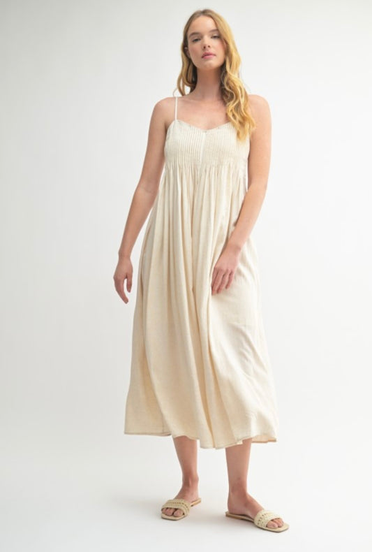 Linen Blend Pintuck Dress
