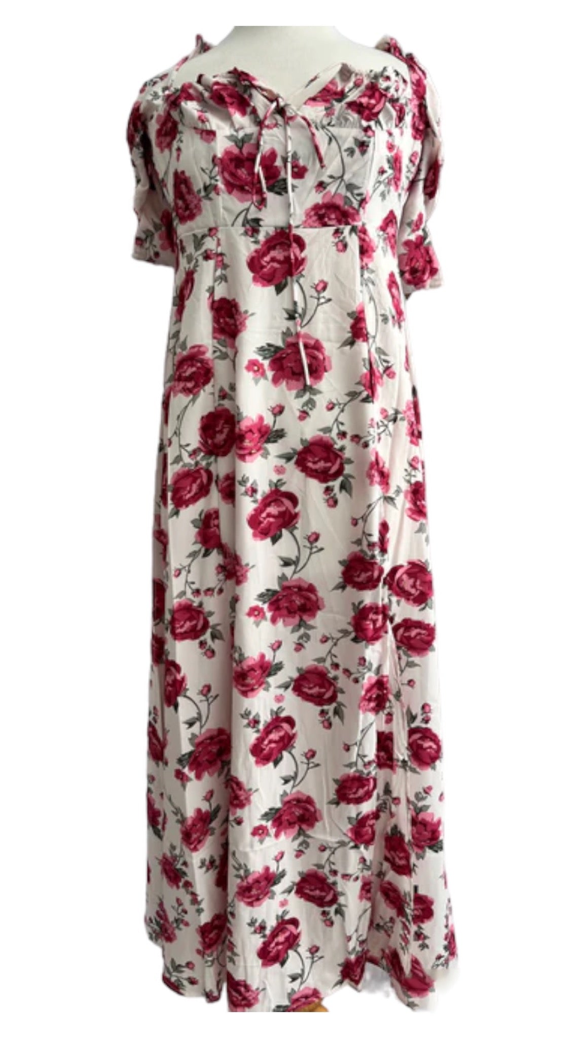 Lily Rosette Puff-Sleeve Maxi Dress
