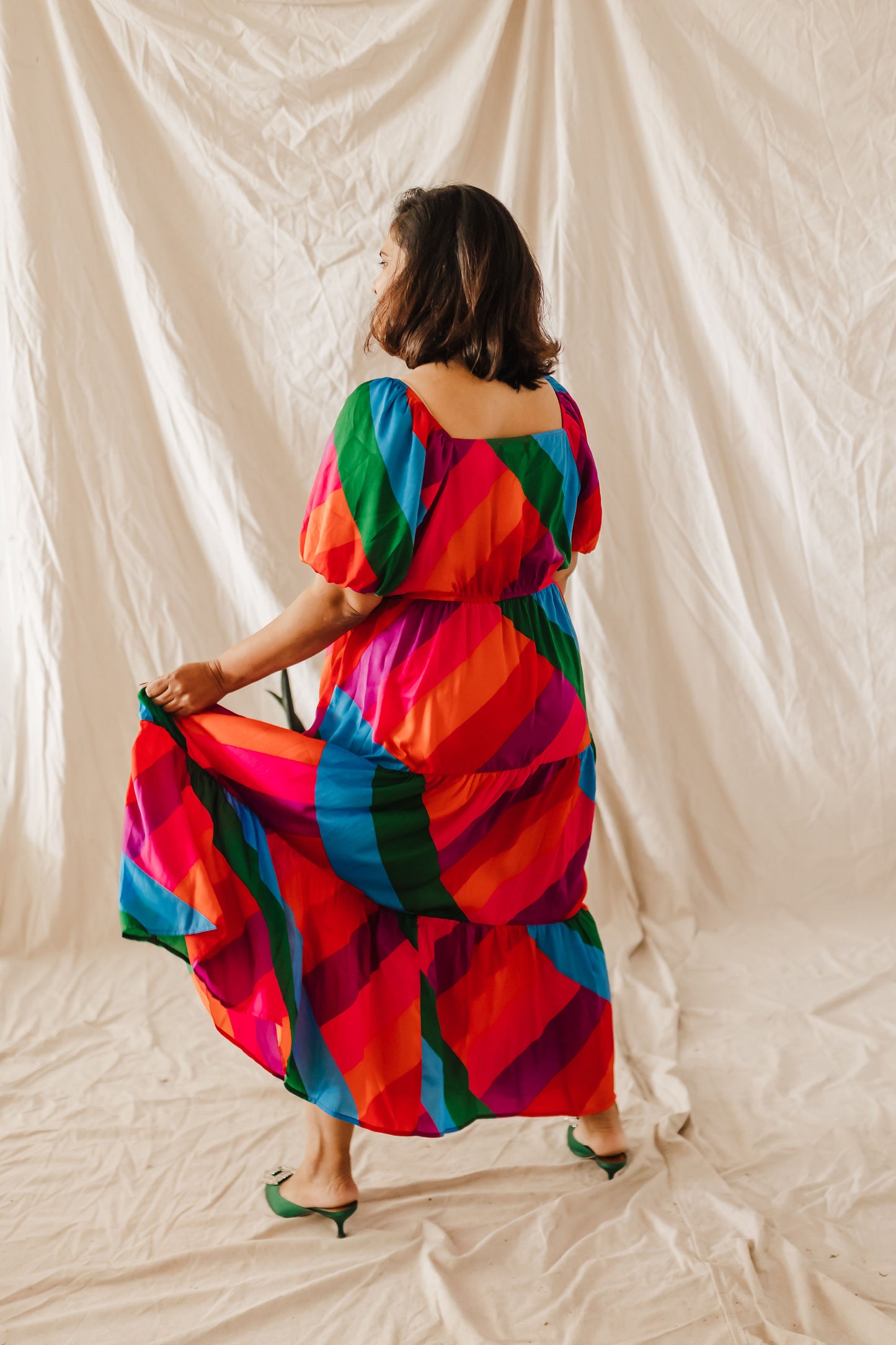Andrea Rainbow Stripe Maxi Dress Extended